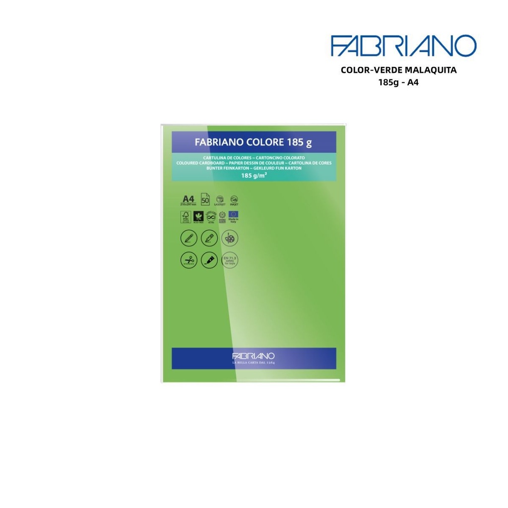 Papeles FABRIANO A4 185g color verde malaquita - Papelería y manualidades