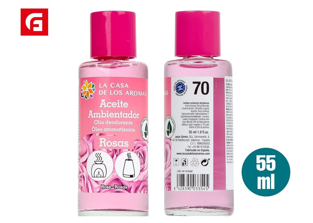 Aceite ambientador de rosa 50ml para aromatizar el hogar