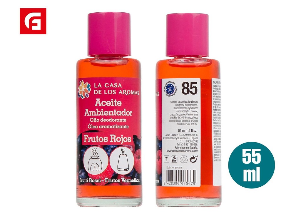 Aceite ambientador frutos rojos 55ml para aromatizar