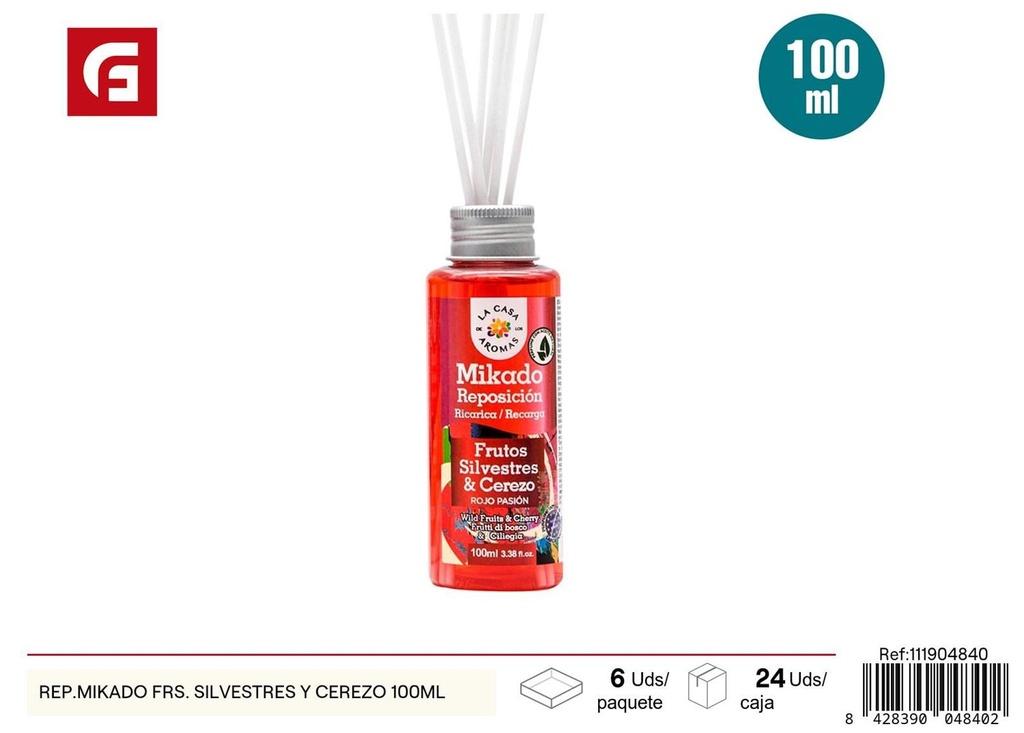 Repuesto de mikado fragancia frutos silvestres y cerezo 100ml