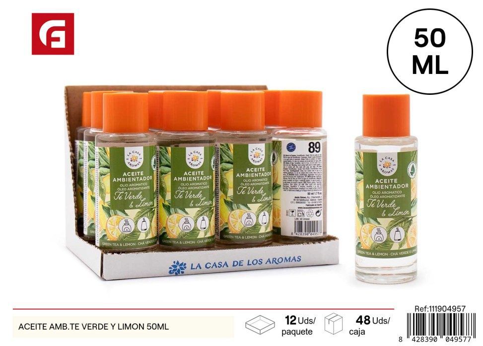 Aceite aromatizador de té verde y limón 50ml - Ambientador refrescante para el hogar