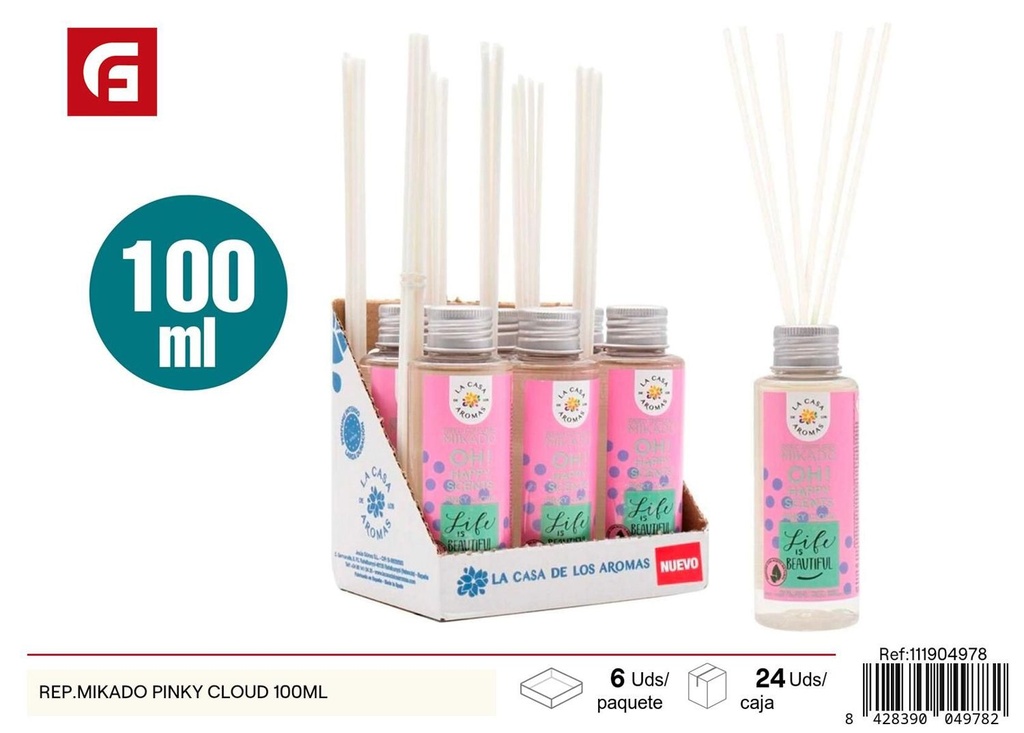 Repuesto mikado Pinky Cloud 100ml para ambientador