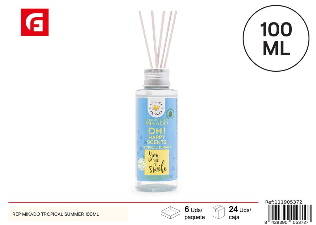 Repelente mikado tropical summer 100ml aromatizante para el hogar