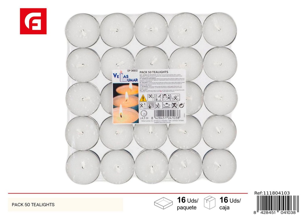 Pack de 50 velas tealights para ambientar y decorar