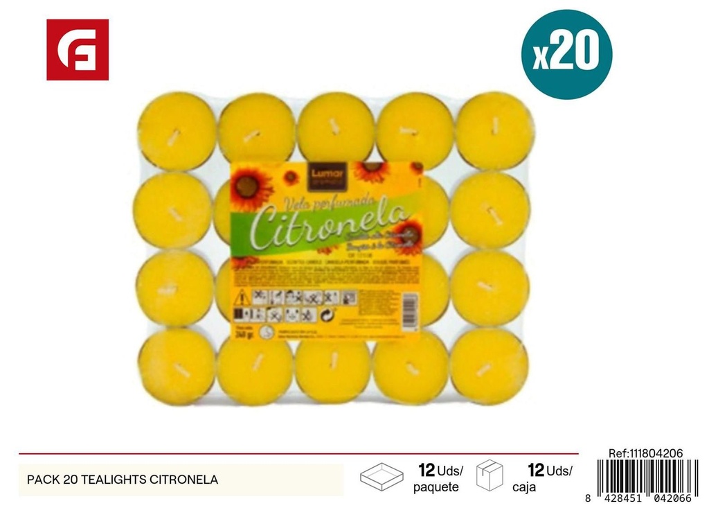 Pack de 20 velas Tealights citronela 蜡烛 para ambientación