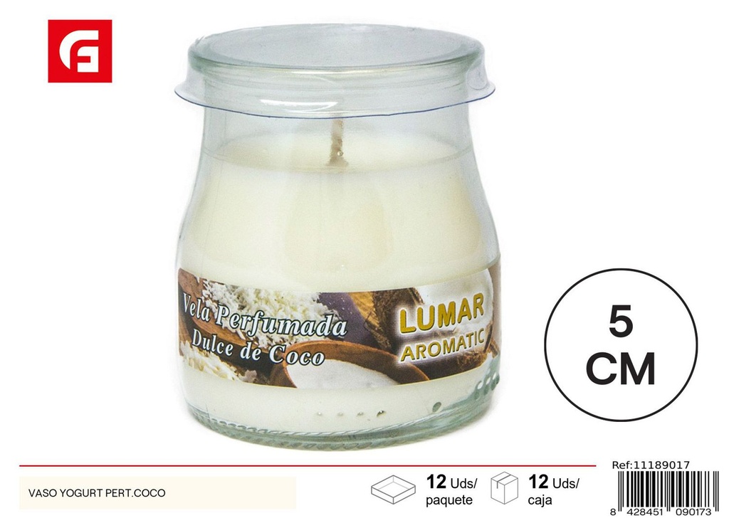 Vaso de vela aromática de coco y yogurt 135g