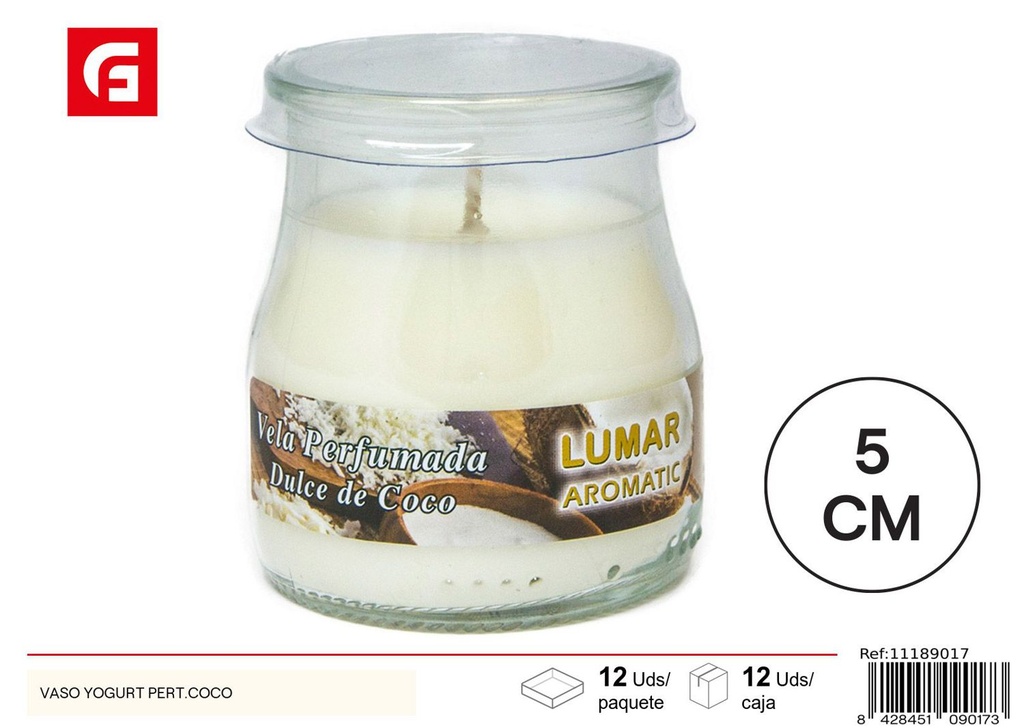 Vela Aromática en Vaso Yogur Sabor Coco - Ambientadores y velas aromáticas