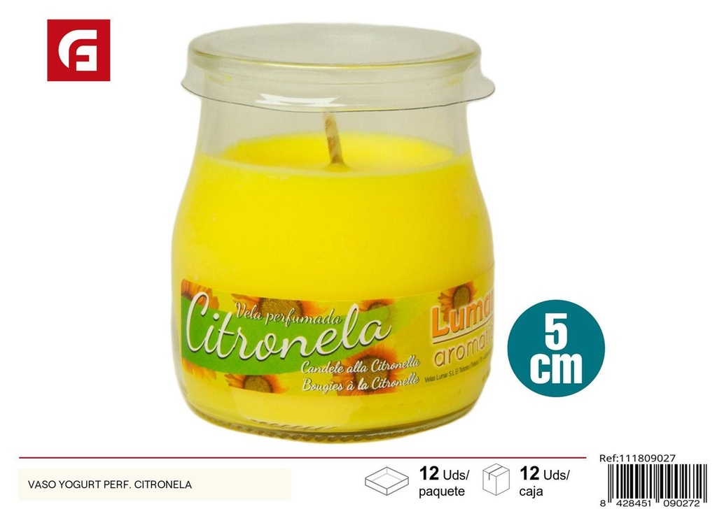 Vela aromática de citronela en vaso de yogurt para ambientar