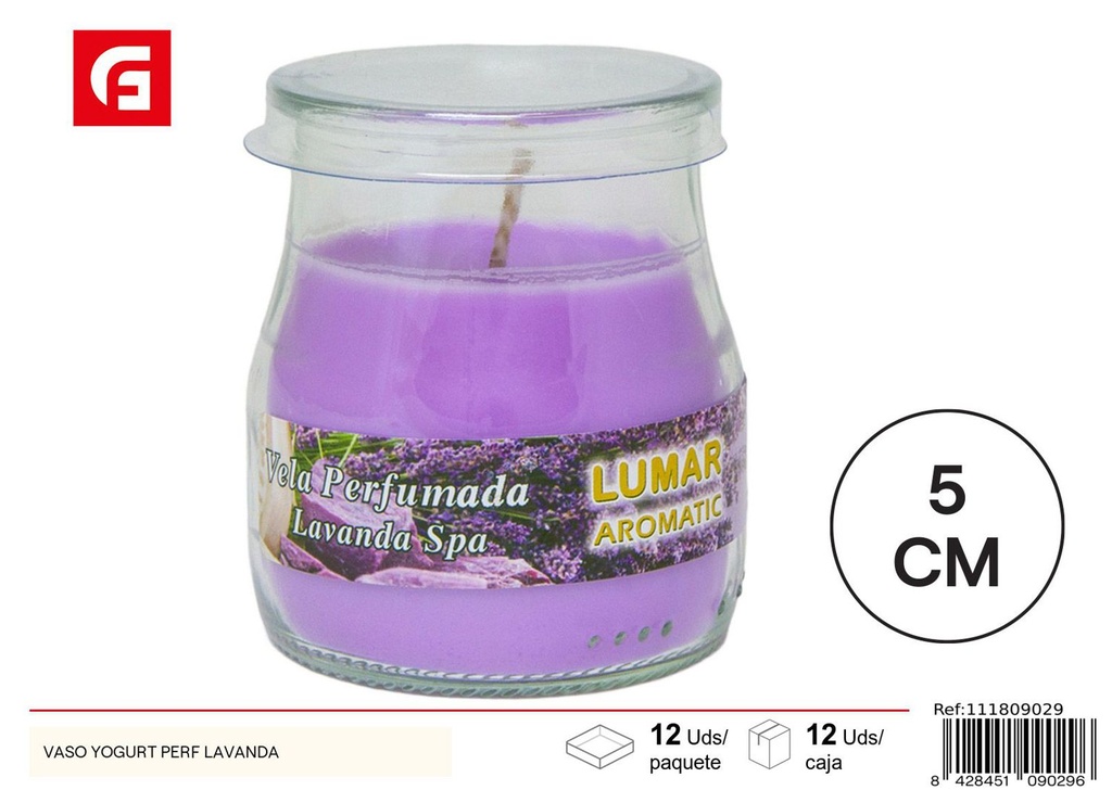 Vela aromática en vaso de yogur perfumada con lavanda