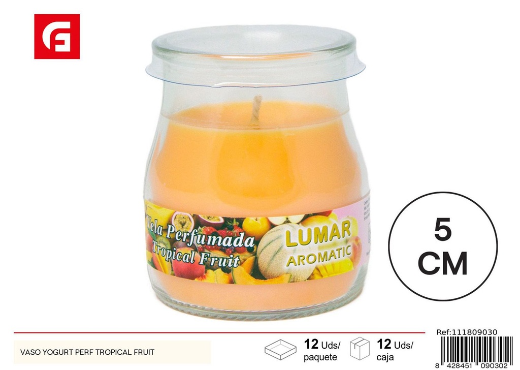 Vela Aromática en Vaso Yogur con Fruta Tropical - Ambientadores y velas aromáticas