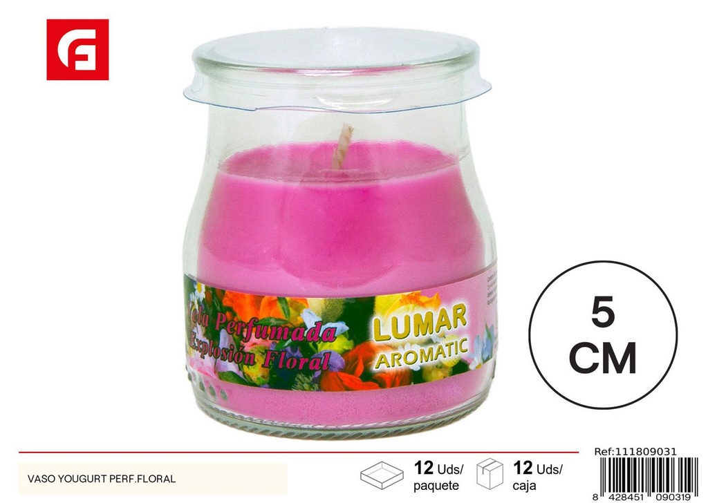 Vela perfumada en vaso "Yogurt" aroma floral