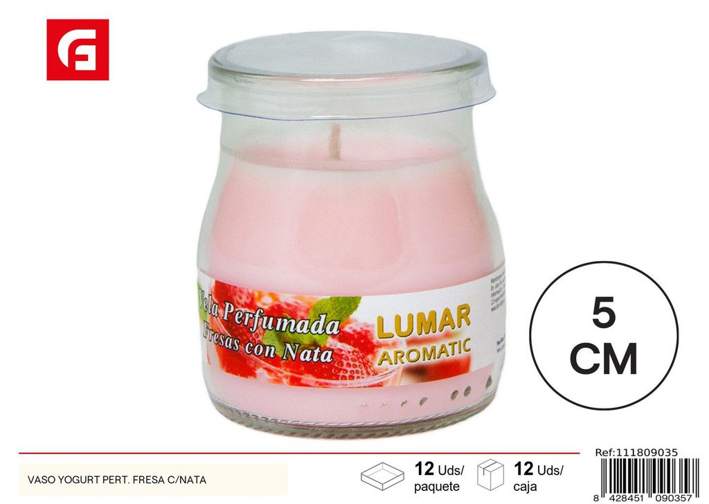 Vela Aromática en Vaso Yogur Sabor Fresa con Nata - Ambientadores y velas aromáticas