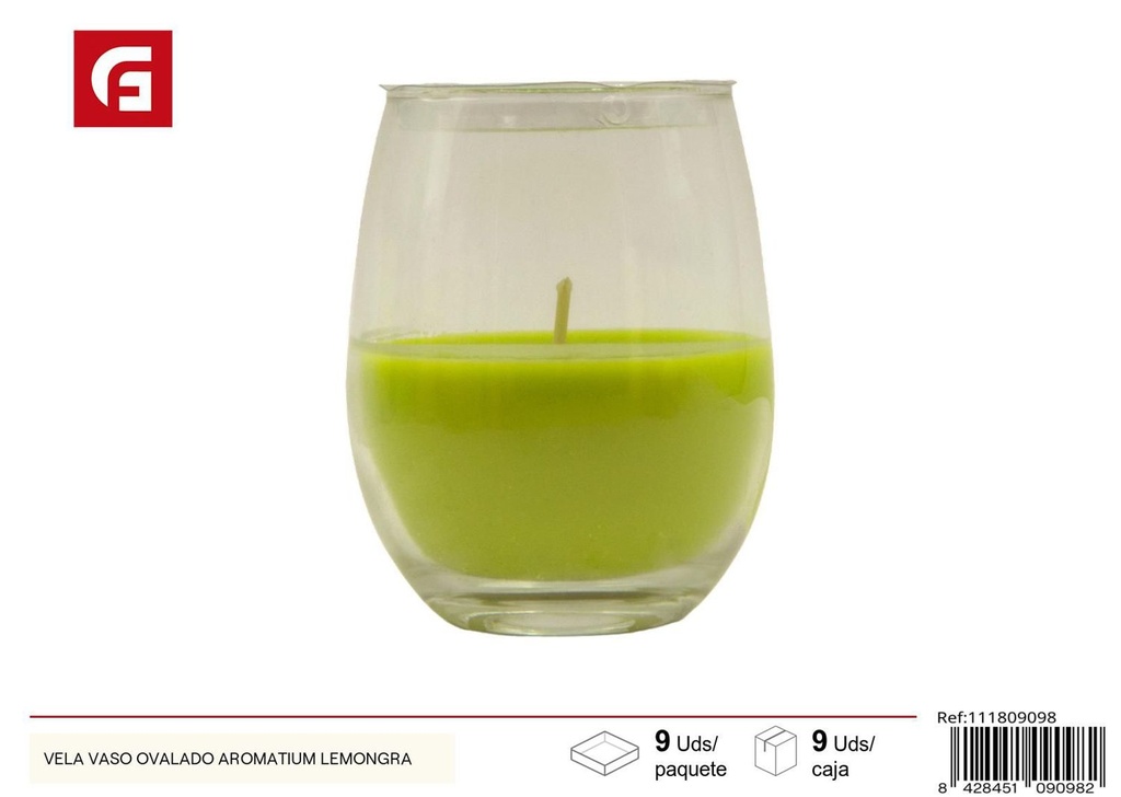 Vela en vaso ovalado Aromatium Lemongrass para ambientar