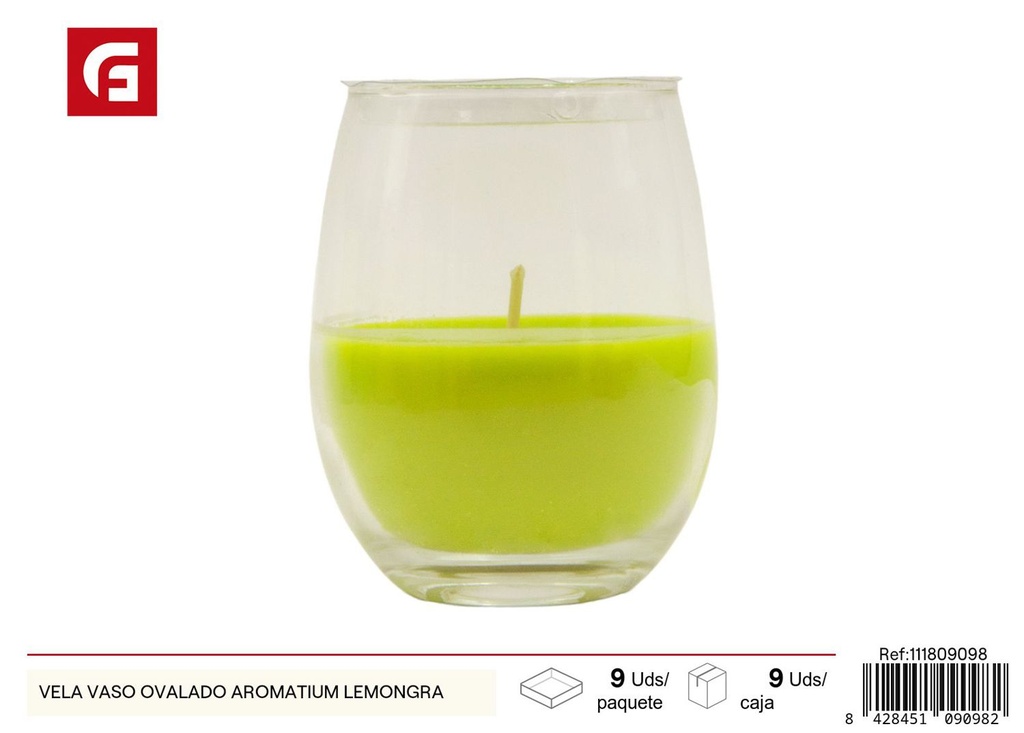 Vela en vaso ovalado Aromatium Lemongrass para ambientar