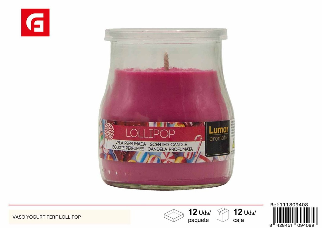 Vela Aromática en Vaso Yogur con Lollipop - Ambientadores y velas aromáticas