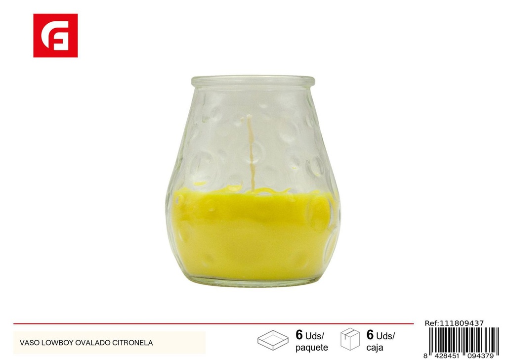 Vela de vaso ovalado citronela - Velas y ambientadores