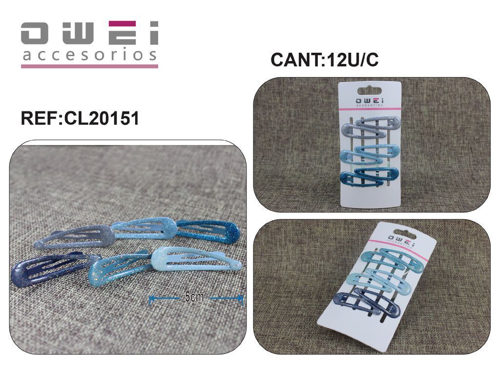 Clip azul 12/u CL20151 OW para cabello