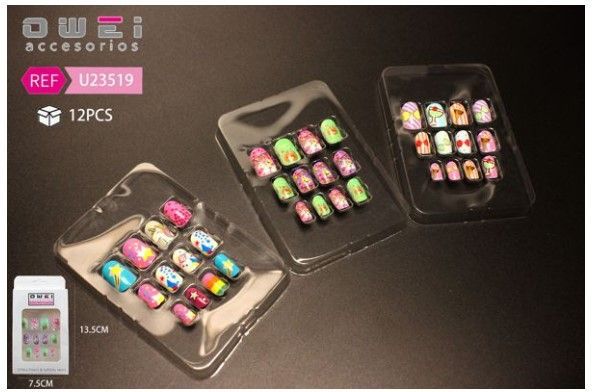 Uñas postizas infantiles set 12pcs