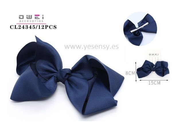 PINZA LAZO 15CM AZUL MARINO 12/U - Accesorios para el cabello