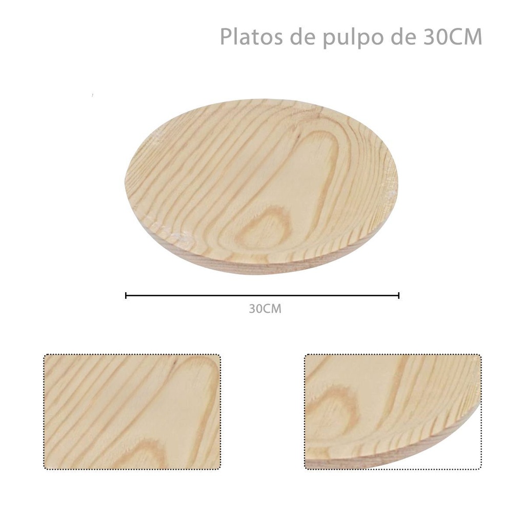 Platos de pulpo de madera de 30 cm - Accesorios de cocina