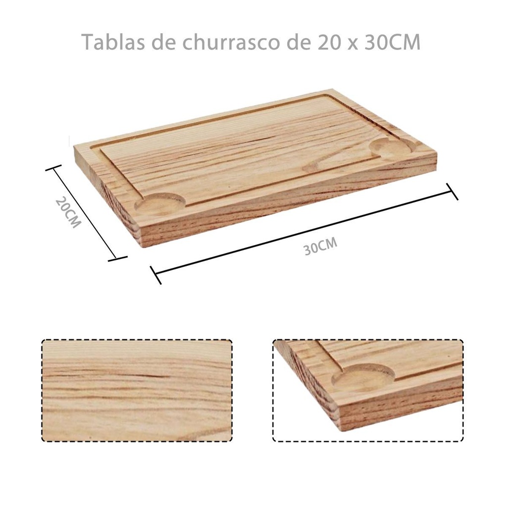 Tabla de churrasco de madera 20x30cm para cocina