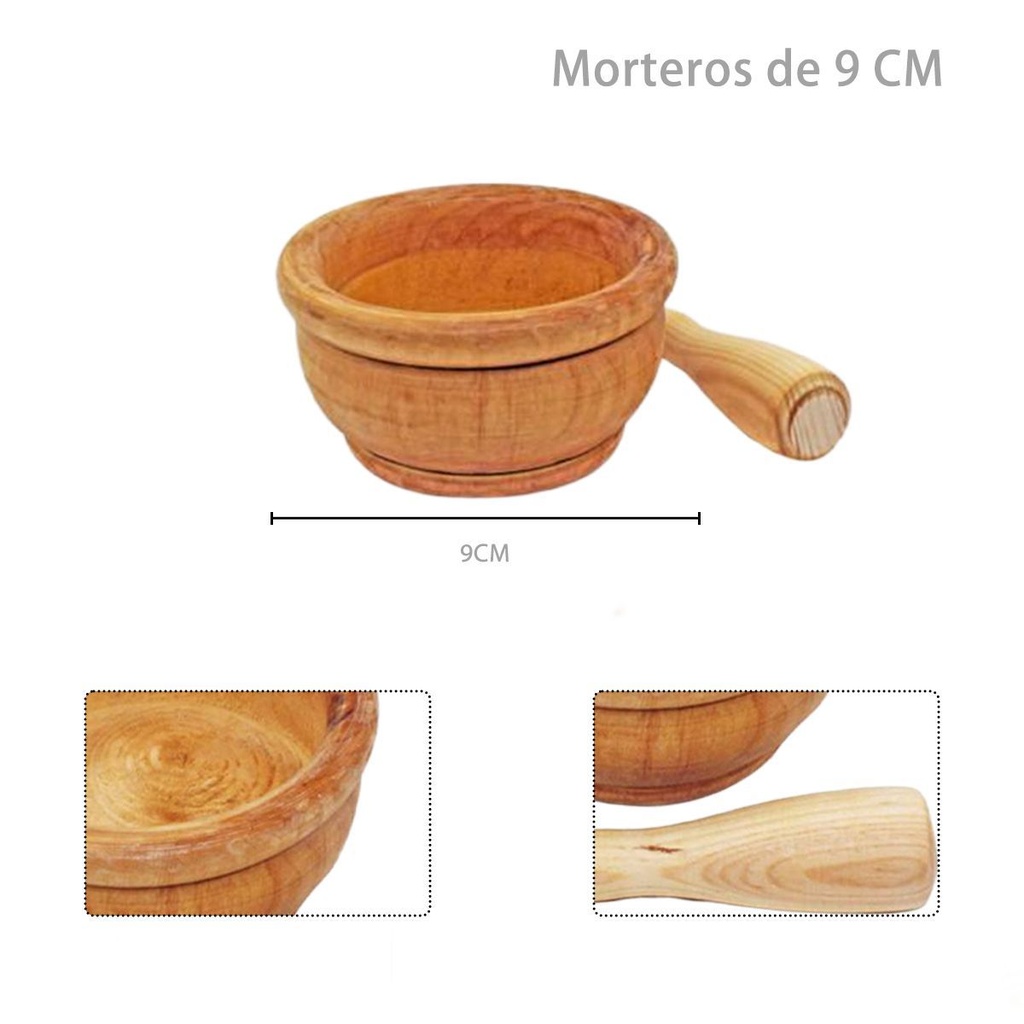 Mortero de madera 9cm