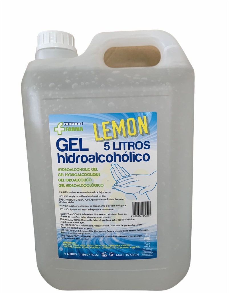 Gel hidroalcohólico limón 5L Verita para higiene personal