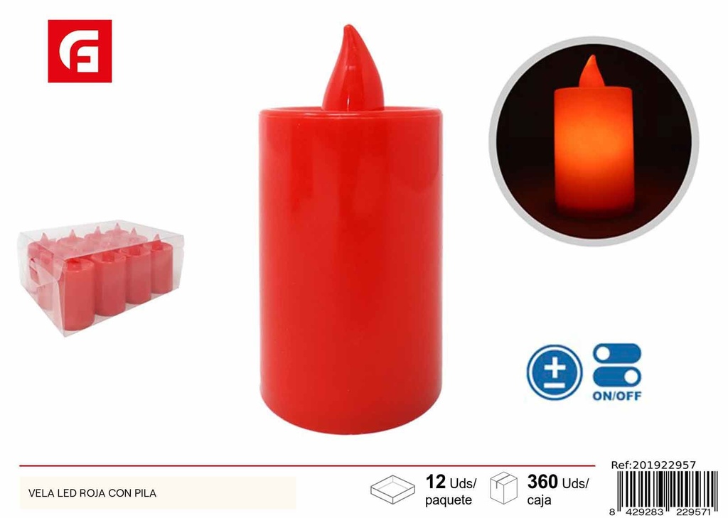 Vela LED roja con pilas - Ambientadores y velas