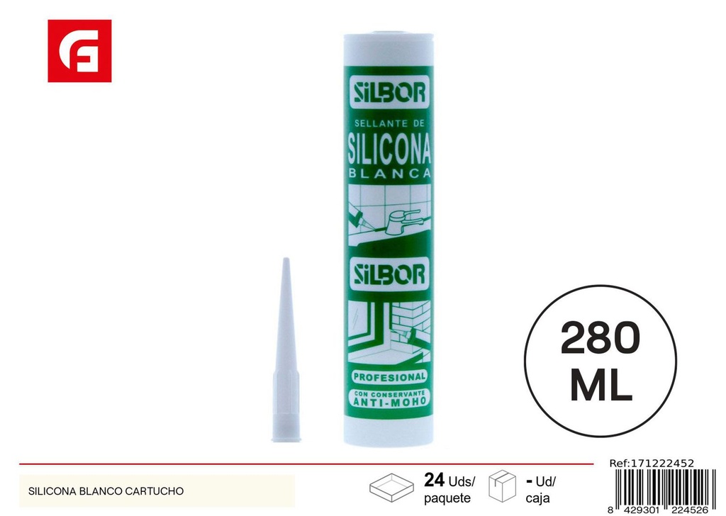 Silicona blanca cartucho - Material de construcción