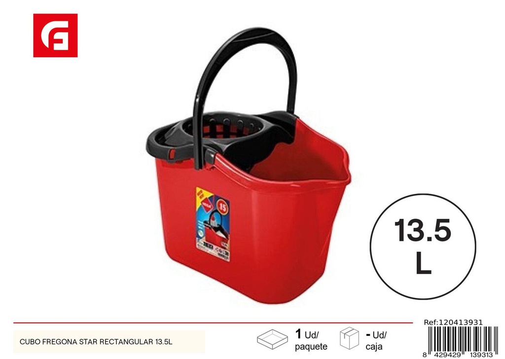 Cubo fregona rectangular 13.5L con escurridor