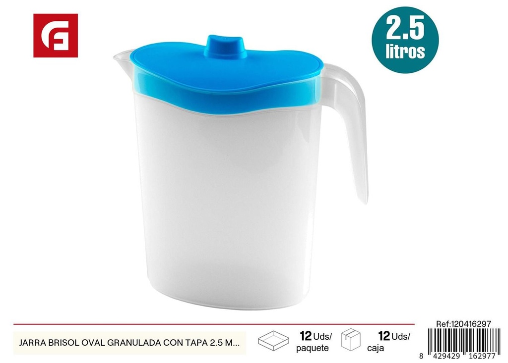 Jarra Brisol oval granulada con tapa 2.5L, utensilio de cocina