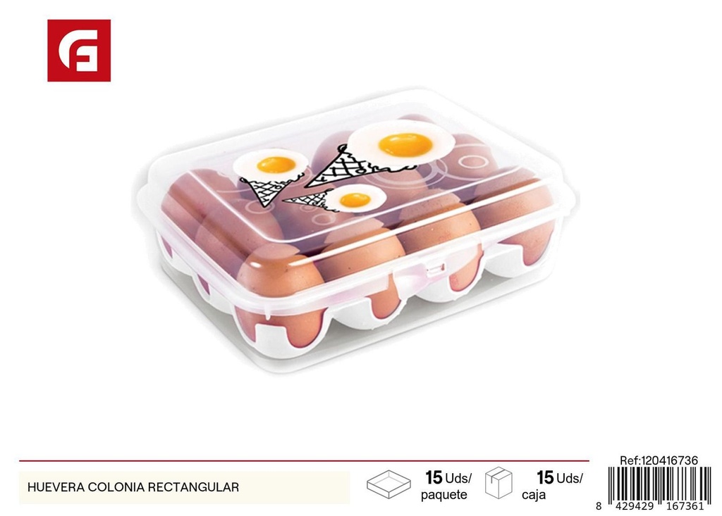 Huevera rectangular de plástico para almacenamiento de huevos