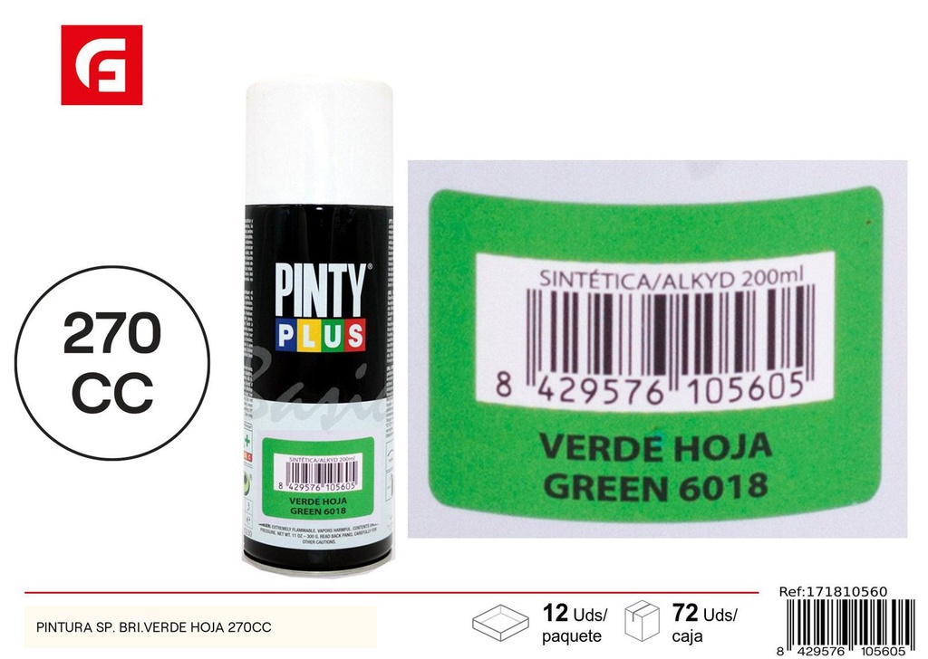 Pintura en spray verde hoja brillante 270cc