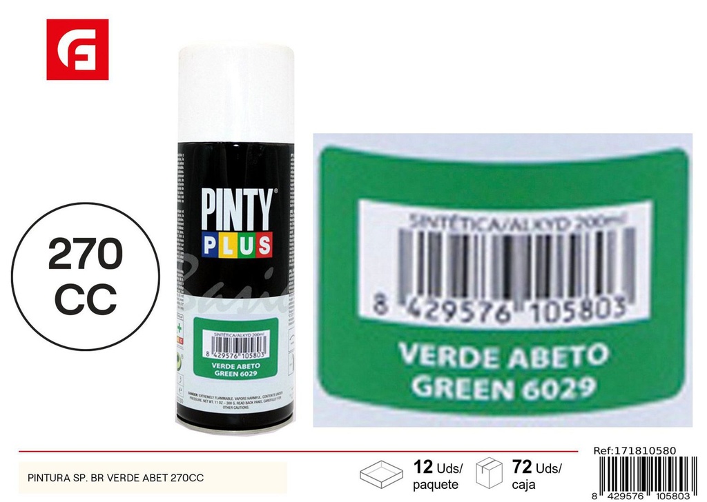 Pintura spray brillante verde abeto 270cc para decoración