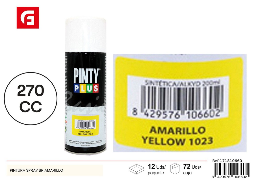 Pintura en spray brillante amarillo 270cc para proyectos