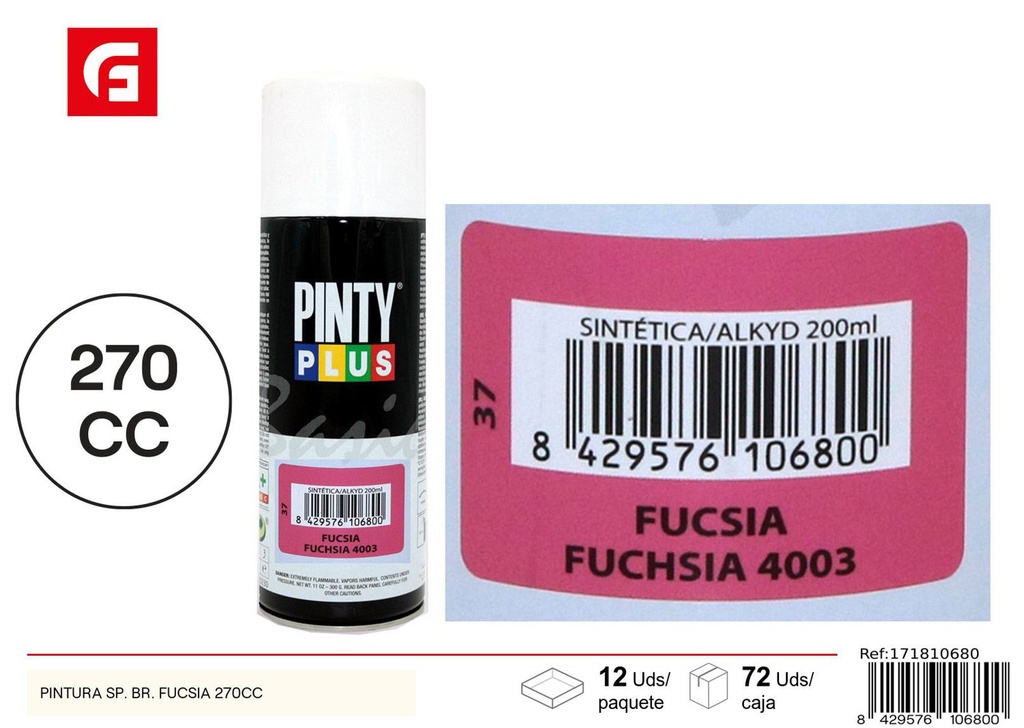 Pintura en spray fucsia brillante 270cc para bricolaje y decoración