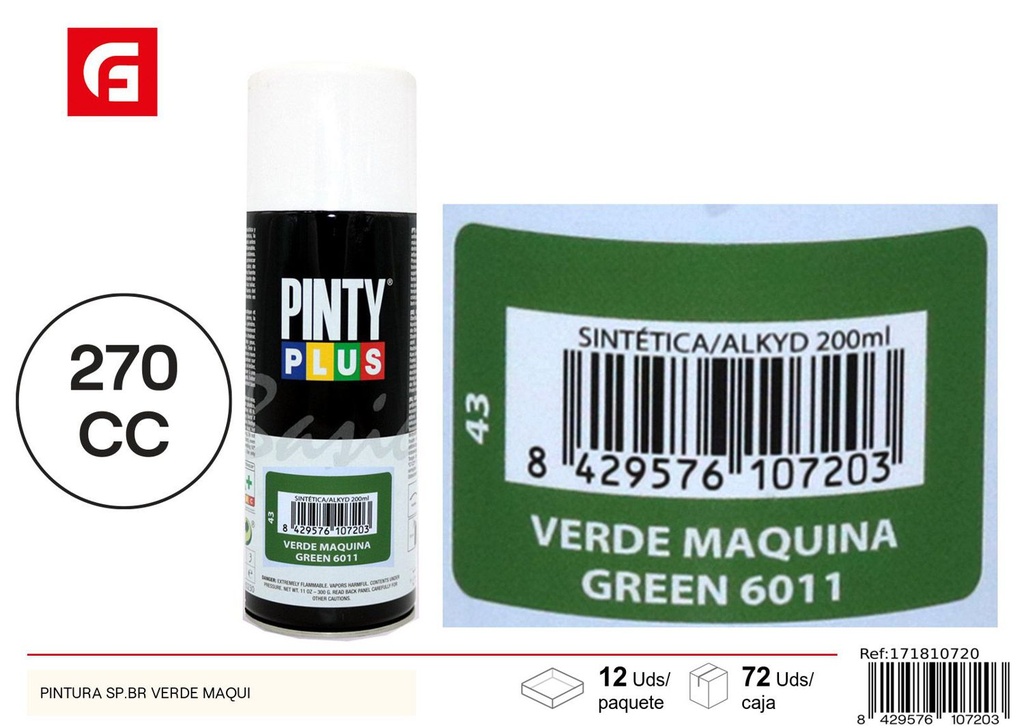 Pintura spray verde maqui para bricolaje y decoración