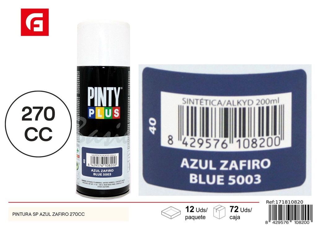 Pintura en spray azul zafiro 270cc para bricolaje