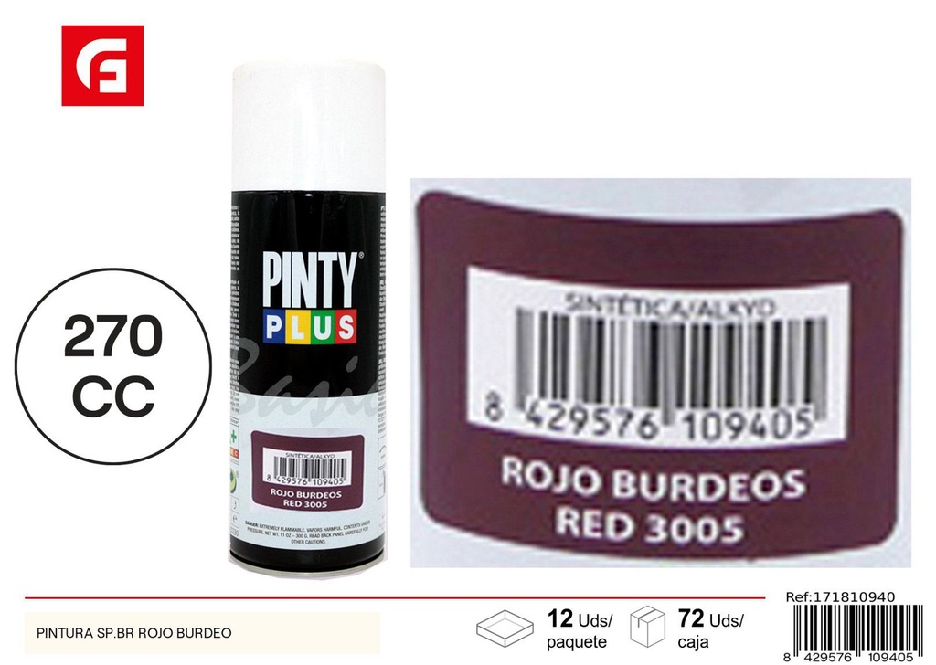 Pintura spray rojo burdeos para bricolaje y decoración