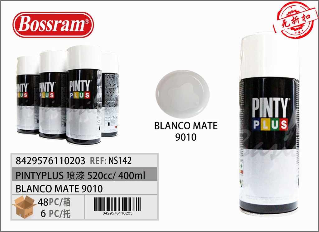 Pintyplus blanco mate 9010 spray 520cc para pintura