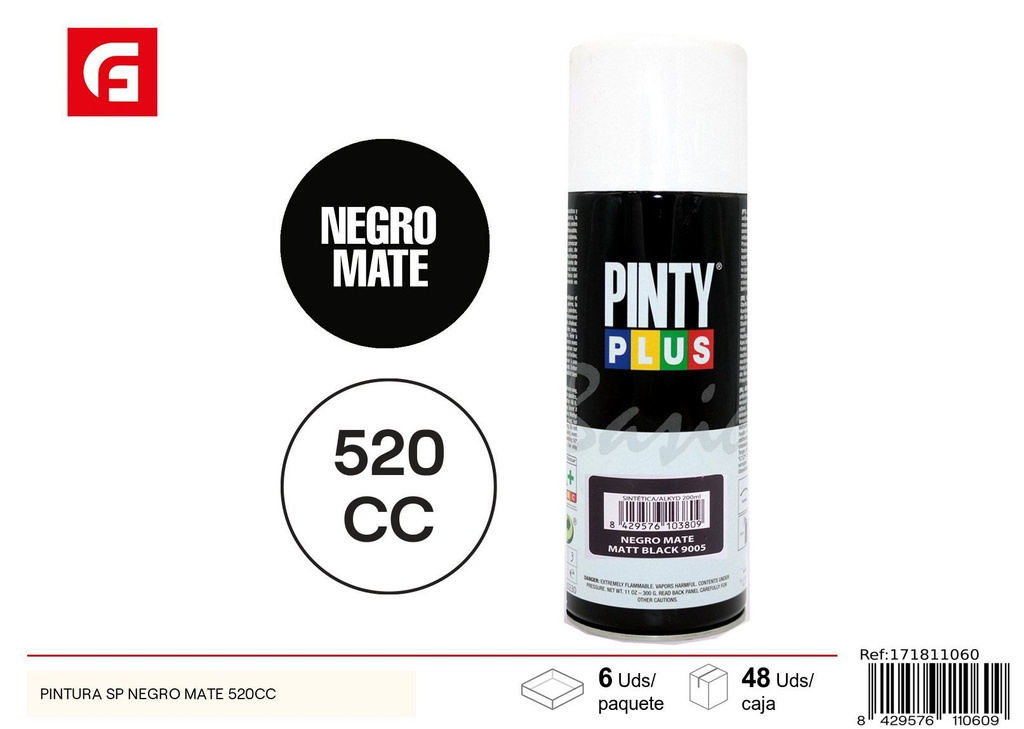 Pintyplus pintura en spray negro mate 520cc para bricolaje
