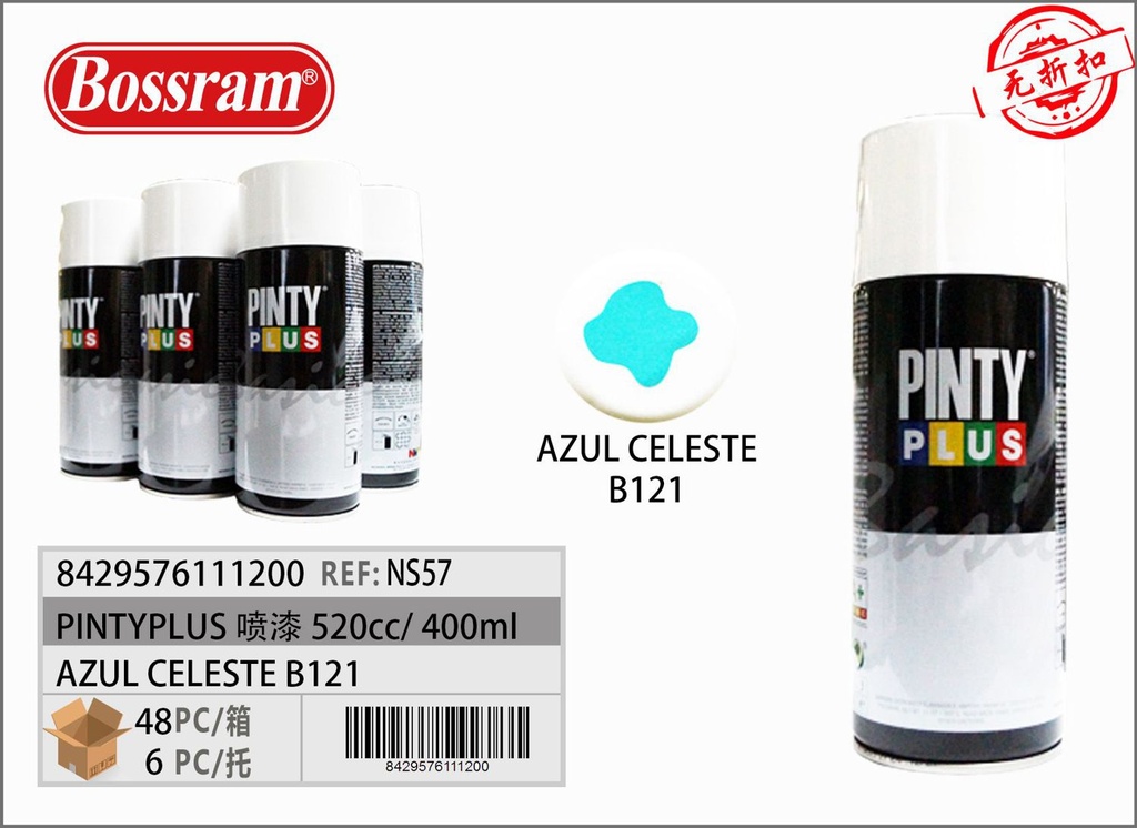 Espray de pintura azul celeste PintyPlus B121 520cc