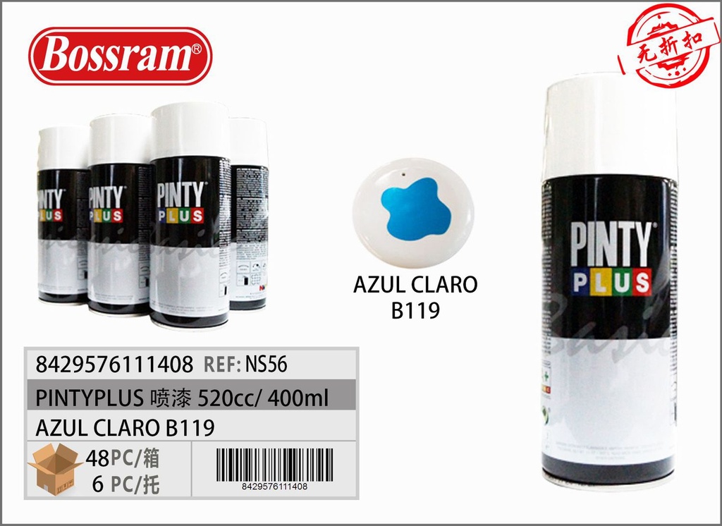 Pintura aerosol azul claro B119 520cc de Pintyplus