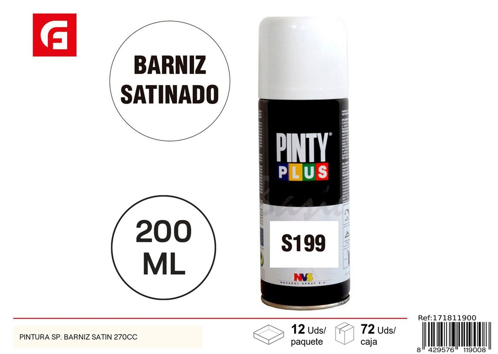 Pintura spray barniz satinado 270cc para bricolaje