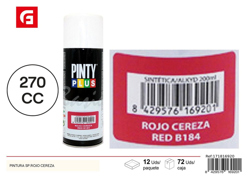 Pintura spray rojo cereza 270cc para bricolaje