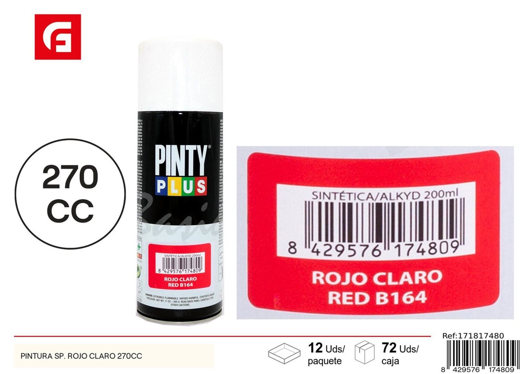 Pintura spray rojo claro 270cc para reparaciones