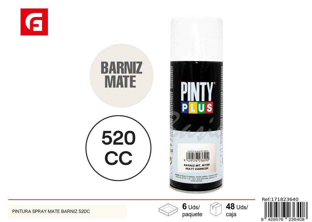 Pintura en spray mate barniz 520cc