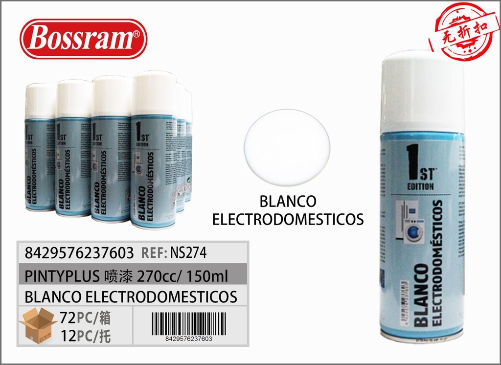 Pintura en spray blanco electrodomésticos 270cc para retoques y reparaciones