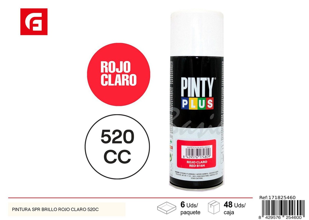 Pintura en spray brillo rojo claro 520c para bricolaje y manualidades