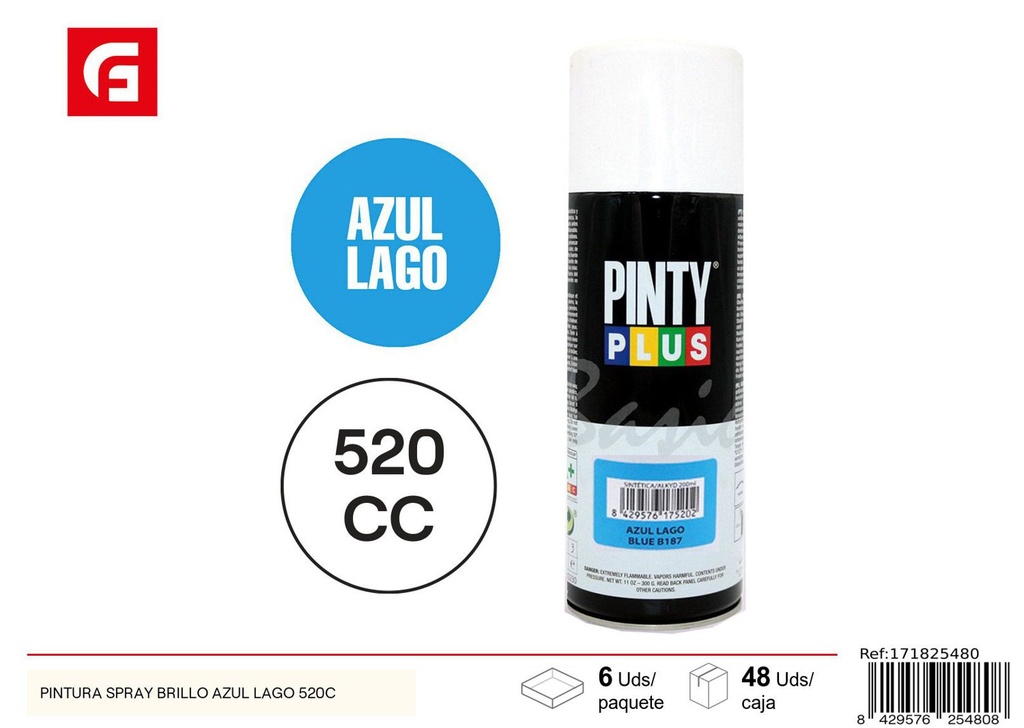 Pintura en spray brillo azul lago 520c para superficies